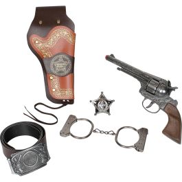 Gonher Revolver Cowboy Set 12 Tiros 235/0 con Pistol de Metal, Cartuchera, Cinturón y Estrella Sheriff