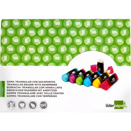 Liderpapel Goma de Borrar Triangular con Sacapuntas Ecológica sin PVC Colores Surtidos