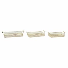 Bandeja Shabby DKD Home Decor Rosa 21 x 8 x 40 cm Set de 3