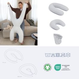 doomoo Twisty Almohada 2 en 1 para embarazo y lactancia - Ultra Comfort - Relleno de microperlas ultrafino, gris doomoo Twisty Almohada 2 en 1 para embarazo y lactancia - Ultra Comfort - Relleno de microperlas ultrafino, gris