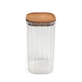 Inde Tarro Boro.Ottic con Acacia Cuadrado 1350 ml La Mediterran - Capacidad 1.35L, Medidas 10.2x10.2x20 cm (12 Unidades)