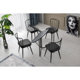 Mesa de comedor redonda Aucune Antracita para 4 personas - 100 x 100 x 72 cm MEN8683342538817