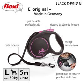 Flexi Black Design L Correa Cinta 5M Rosa