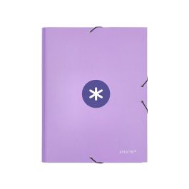 Carpeta Antartik Gomas A4 3 Solapas Carton Forrado Color Lavanda