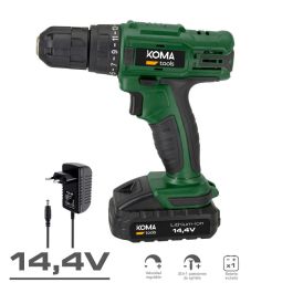 Koma Tools 14v-ta-k Taladro Atornillador a Batería 14.4V 1.5Ah 0-700RPM 18Nm con Portabrocas Automático Ø10mm, Maletín, Batería y Cargador Koma Tools 14v-ta-k Taladro Atornillador a Batería 14.4V 1.5Ah 0-700RPM 18Nm con Portabrocas Automático Ø10mm, Maletín, Batería y Cargador