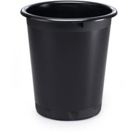 Durable Papelera Básica de Plástico 13L Negra, Redonda con Agarradera, 29cm de Diámetro