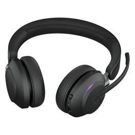 Jabra Evolve2 65 Stereo MS Auriculares Diadema Inalámbricos con Base de Carga y Adaptador USB-C, Negro
