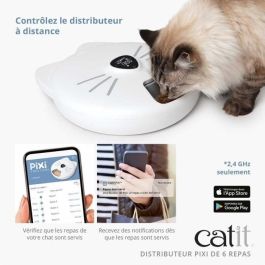 CATIT CAT1695976570757 Dispensador de comida conectado para gatos PIXI SMART 6 x 170 ml con pantalla táctil LCD y bolsas de hielo