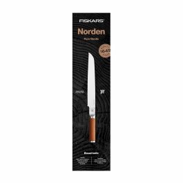 Fiskars 1026421 Cuchillo para Pan Norden, hoja de Acero al Carbón de 23 cm, mango de Madera, ideal para Cocina