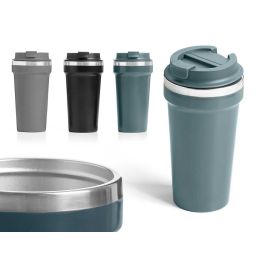 Kinvara Vaso Térmico con Tapa 450 ml, Surtido 3 Colores Oscuros (Gris, Negro), Plástico/Metal 8.5x7.5x6 cm (12 Unidades) Precio: 52.69000055. SKU: B19XR3SKLZ