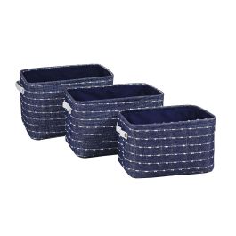 Cesta DKD Home Decor Azul Marino Blanco 28 x 25 x 38 cm Set de 3