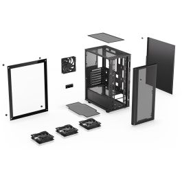 Endorfy Ventum 200 Air TG Negra Torre PC con Ventana de Vidrio Templado y Panel Frontal de Malla para Óptimo Flujo de Aire