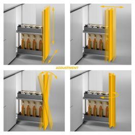 Emuca Carro extraíble con cestas y panero Harmony con cierre suave, Módulo ancho 300mm alto 700mm, Acero y Madera, Gris antracita