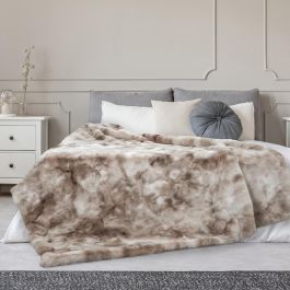 Home Deco Factory Manta Marrón Imitación Piel 140x200 cm Suave