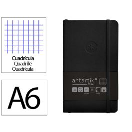 Cuaderno Con Gomilla Antartik Notes Tapa Blanda A6 Cuadricula Negro 100 Hojas 80 gr Fsc