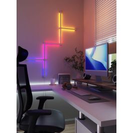 Nanoleaf Lines Squared Expansion Pack 3PK Luces LED Inteligentes Modulares RGBW para Decoración y Ambiente con Sincronización de Música y Pantalla