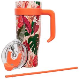 Cook Concept Mug Térmico 1,2L Miami Paradis - Diseño Tropical, Mantiene Temperatura 6h, Acero Inoxidable