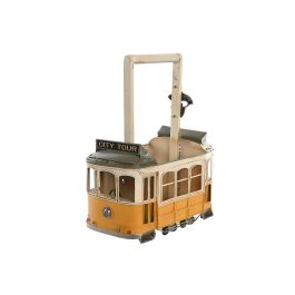 DKD Home Decor Botellero Vintage de Metal Tranvía Amarillo Blanco 17 x 37 x 28 cm