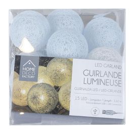 Home Deco Factory Guirnalda Luz 15 LED USB Bolas Blancas y Azules 2700K Luz Blanca Cálida Precio: 4.58999948. SKU: B1BH83L6C6