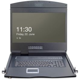 Digitus Consola KVM con TFT 19" Cat.5 8 Puertos, Touchpad y Teclado Alemán para Rack 1U
