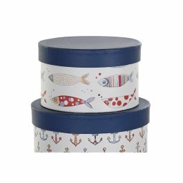 Caja Atlantico DKD Home Decor Azul Marino Blanco 37.5 x 18 x 37.5 cm Set de 10