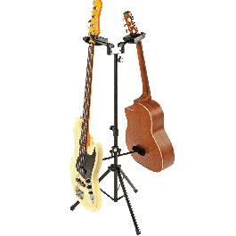 Quiklok Soporte Dual Universal para Guitarra y Bajo con Autobloqueo de Seguridad para Suelo, Altura Ajustable