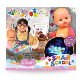 Muñeco nenuco smart school 35 cm con mesa de luz multicolor y accesorios translucidos