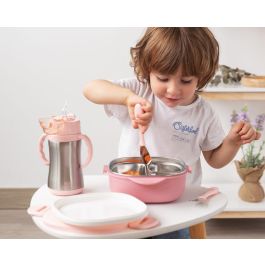 KioKids Caja Almuerzo Cuadrado Acero Inoxidable Hermética 3 Compartimentos con Cubiertos y Plato 450ml Rosa Apto Lavavajillas +4 meses KioKids Caja Almuerzo Cuadrado Acero Inoxidable Hermética 3 Compartimentos con Cubiertos y Plato 450ml Rosa Apto Lavavajillas +4 meses