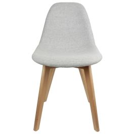 Home Deco Factory Silla HELSINKI Diseño Escandinavo Patas Madera Asiento Tela Gris 47x53x87,2 cm