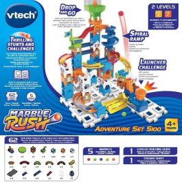VTECH Pista de Bolas Marble Rush Adventure Set S100 Juego de Aventuras con Lanzador Vertical 61 Piezas para +4 Años