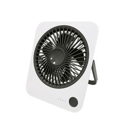 F-Air Ventilador de Mesa Recargable Portátil 1200mAh, 3 Velocidades, Blanco/Negro, Rejilla de Seguridad, Base Plegable