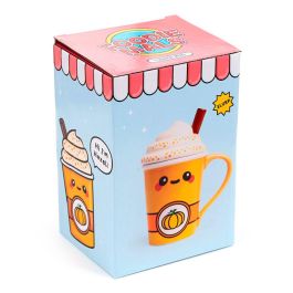 Puckator Taza de cerámica Calabaza Foodiemals Latte con tapa 325ml, No apta microondas/lavavajillas