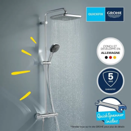 Grohe 26696001 Columna de ducha termostática Vitalio Comfort 250 Cromo Ahorro de Agua