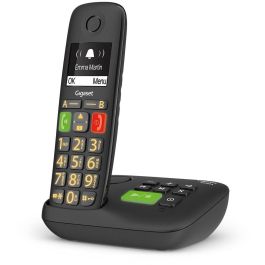 Gigaset E290A - Teléfono Inalámbrico DECT con Contestador, Altavoz e Identificador de Llamadas - Botones Grandes para Mayores - Negro