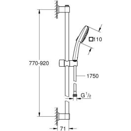 Set de ducha con rociador de 3 chorros, barra de 90 cm y flexo - GROHE Vitalio Comfort 110 26932001 - Ahorro de agua - Cromo