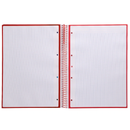 Antartik Cuaderno espiral micro A4 tapa forrada 80 hojas 90 gr cuadro 5mm banda 4 taladros frambuesa