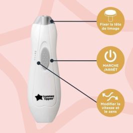 Tommee Tippee AUC1719101461356 Lima de Uñas Eléctrica con Iluminación LED y 6 Cabezales Limadores para Bebé y Adulto