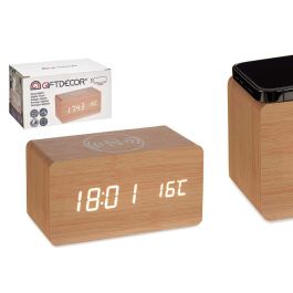 Reloj con Alarma, Cargador USB, Movimiento y Temperatura, Efecto Madera, Giftdecor - 15x7.5x7 cm (12 Unidades) Precio: 198.69000052. SKU: B1BAH566JL