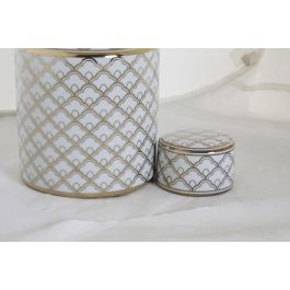 DKD Home Decor Jarrón Glam Dorado Blanco Porcelana 14 x 21.5 x 14 cm (2 Unidades)