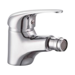 Edm Grifo monomando de bidé serie Saona, cromado, cuerpo de latón y mango de zinc, cartucho cerámico, 40 cm manguera