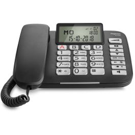 Gigaset DL580 Teléfono Fijo Analógico con Cable, Altavoz, Teclas Grandes y Pantalla Iluminada Negro