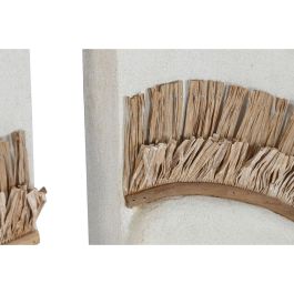 DKD Home Decor Decoración Pared Scandi Blanco Natural 120x120x6 cm Set 2 Piezas MDF y Fibra