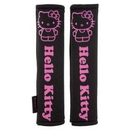 Hello Kitty Cs4 KIT1035 Almohadillas Negras para Cinturón de Seguridad Juego de 2 Universales, Extra Cómodas y Lavables para Proteger Rozaduras