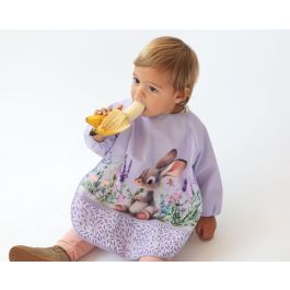 KioKids Babero Impermeable con Mangas Conejo Lavanda +4 Meses Colección Little Sauvages