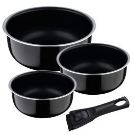 Bergner BG-31608-BK Set 3 Cazos Click & Cook Aluminio Prensado ø16 / ø18 / ø20 cm + Mango Multiusos Negro Precio: 40.88999948. SKU: B1D2QK847P
