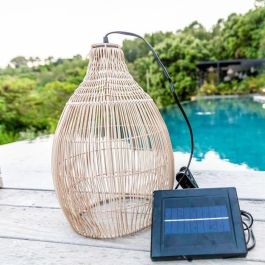 Lámpara colgante solar - LUMISKY - HOLIDAY - H42 cm - Estilo cestería tejida bohemia natural - LED blanco cálido Lámpara colgante solar - LUMISKY - HOLIDAY - H42 cm - Estilo cestería tejida bohemia natural - LED blanco cálido