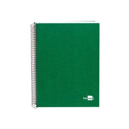 Cuaderno Espiral Liderpapel A4 Micro Papercoat Tapa Forrada 140H 75 gr Cuadro5 mm 5 Bandas 4 Taladros Verde