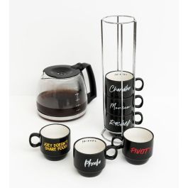 ERIK Set 6 Tazas Friends Porcelana 150ml con Expositor – Aptas Lavavajillas y Microondas