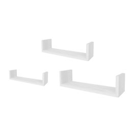 Moblekit Set 3 Estantes Flotantes Blancos - 42x9.8x10 cm, 34x9.8x8 cm y 26 cm (6 Unidades)
