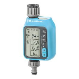 Cellfast Programador de riego electrónico Chronos con sensor de lluvia, fácil programación, roscas 3/4" y 1"